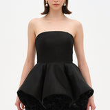 Strapless, Full-Skirted Evening Dress with 3D Floral Details – 26136C