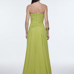 Strapless Collar Waist Draped Chiffon Long Evening Dress - 9288C
