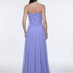 Strapless Collar Waist Draped Chiffon Long Evening Dress - 9288C