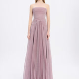 Strapless Collar Silvery Long Evening Dress - 9167C