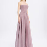 Strapless Collar Silvery Long Evening Dress - 9167C