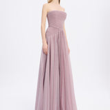 Strapless Collar Silvery Long Evening Dress - 9167C