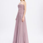 Strapless Collar Silvery Long Evening Dress - 9167C