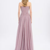 Strapless Collar Silvery Long Evening Dress - 9167C