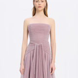 Strapless Collar Silvery Long Evening Dress - 9167C