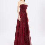 Strapless Collar Silvery Long Evening Dress - 9167C