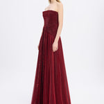 Strapless Collar Silvery Long Evening Dress - 9167C