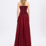 Strapless Collar Silvery Long Evening Dress - 9167C
