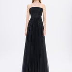 Strapless Collar Silvery Long Evening Dress - 9167C