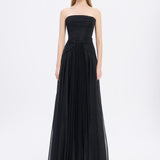 Strapless Collar Silvery Long Evening Dress - 9167C