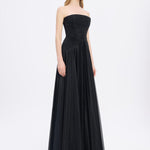 Strapless Collar Silvery Long Evening Dress - 9167C