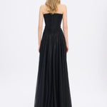 Strapless Collar Silvery Long Evening Dress - 9167C