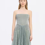 Strapless Collar Silvery Long Evening Dress - 9167C