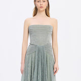 Strapless Collar Silvery Long Evening Dress - 9167C