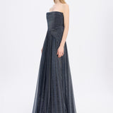 Strapless Collar Silvery Long Evening Dress - 9167C