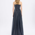 Strapless Collar Silvery Long Evening Dress - 9167C
