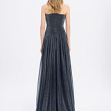 Strapless Collar Silvery Long Evening Dress - 9167C