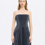 Strapless Collar Silvery Long Evening Dress - 9167C