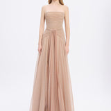Strapless Collar Silvery Long Evening Dress - 9167C