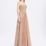 Strapless Collar Silvery Long Evening Dress - 9167C