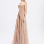 Strapless Collar Silvery Long Evening Dress - 9167C