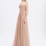 Strapless Collar Silvery Long Evening Dress - 9167C