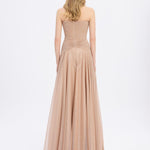 Strapless Collar Silvery Long Evening Dress - 9167C