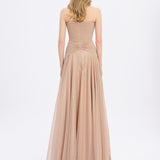 Strapless Collar Silvery Long Evening Dress - 9167C