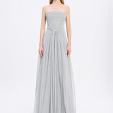 Strapless Collar Silvery Long Evening Dress - 9167C
