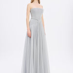 Strapless Collar Silvery Long Evening Dress - 9167C