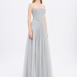 Strapless Collar Silvery Long Evening Dress - 9167C