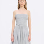 Strapless Collar Silvery Long Evening Dress - 9167C