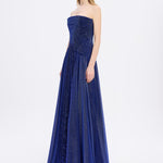 Strapless Collar Silvery Long Evening Dress - 9167C