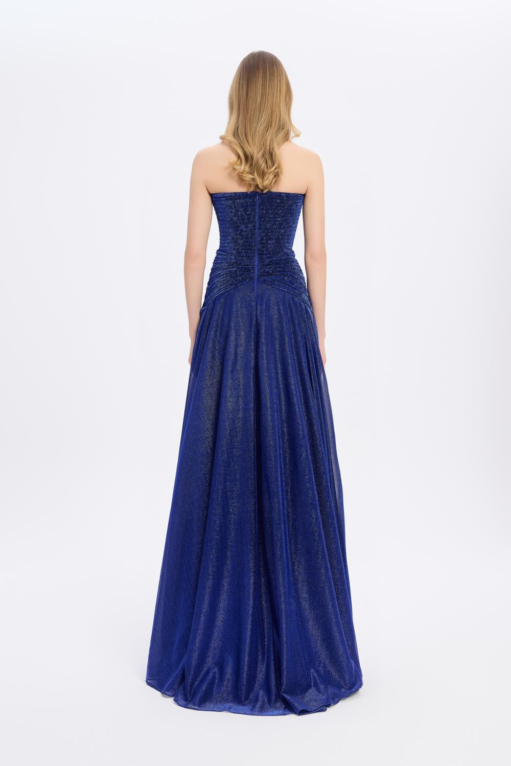 Strapless Collar Silvery Long Evening Dress - 9167C