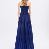 Strapless Collar Silvery Long Evening Dress - 9167C