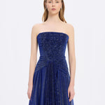 Strapless Collar Silvery Long Evening Dress - 9167C
