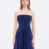 Strapless Collar Silvery Long Evening Dress - 9167C