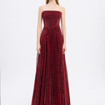 Strapless Collar Silvery Long Evening Dress - 9167C