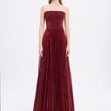 Strapless Collar Silvery Long Evening Dress - 9167C