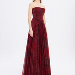 Strapless Collar Silvery Long Evening Dress - 9167C