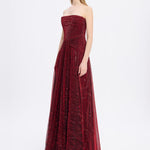 Strapless Collar Silvery Long Evening Dress - 9167C