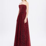 Strapless Collar Silvery Long Evening Dress - 9167C