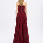 Strapless Collar Silvery Long Evening Dress - 9167C