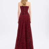 Strapless Collar Silvery Long Evening Dress - 9167C