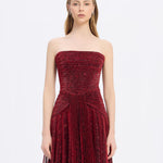 Strapless Collar Silvery Long Evening Dress - 9167C