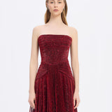 Strapless Collar Silvery Long Evening Dress - 9167C