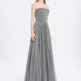 Strapless Collar Silvery Long Evening Dress - 9167C