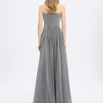 Strapless Collar Silvery Long Evening Dress - 9167C