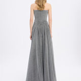 Strapless Collar Silvery Long Evening Dress - 9167C