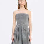 Strapless Collar Silvery Long Evening Dress - 9167C